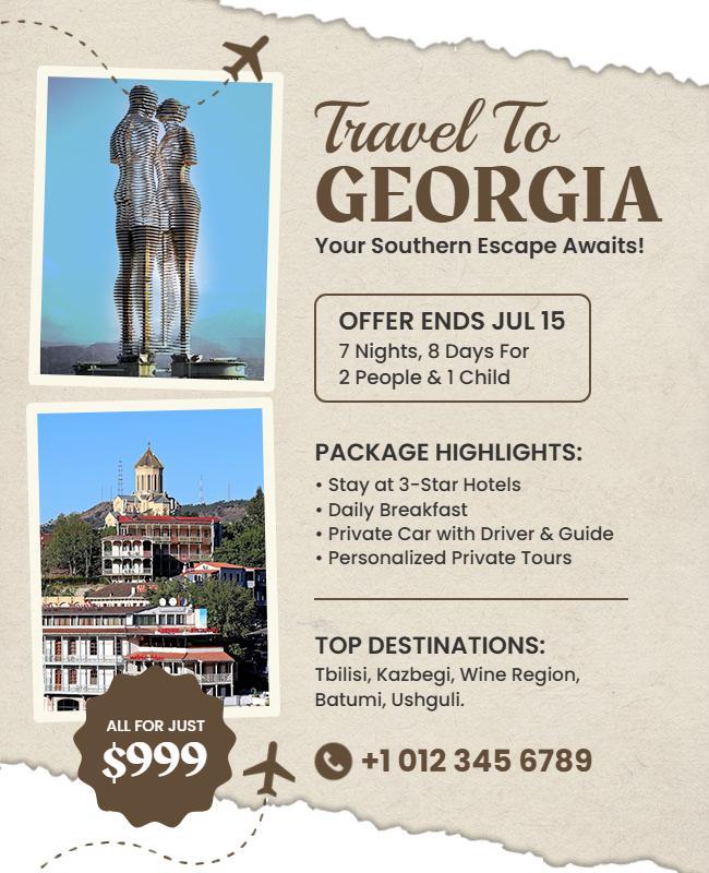 Georgia Tourism Highlights Flyer Template