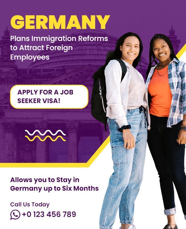 Germany Job Seeker Visa Immigration Flyer Template