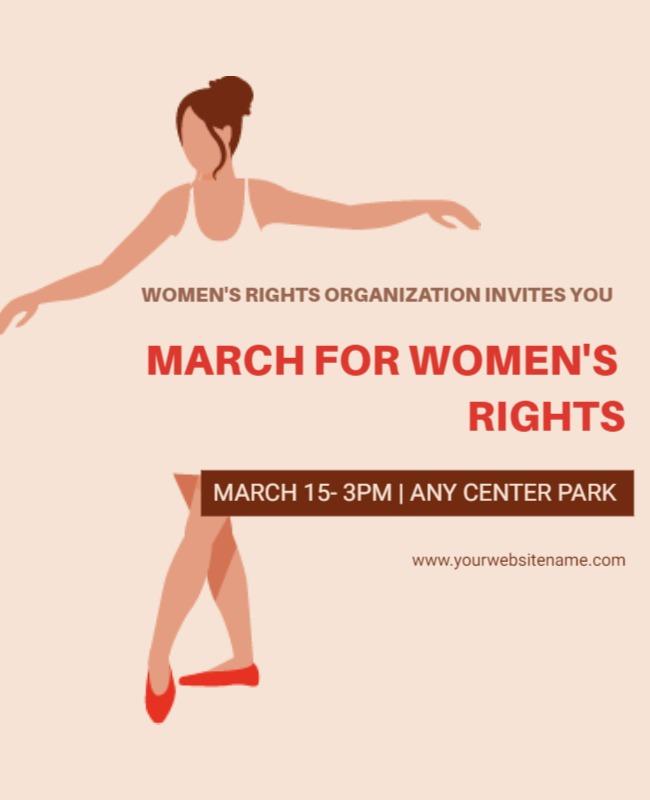 Gestural Feminine Illustration for Women's Rights March Poster Template
