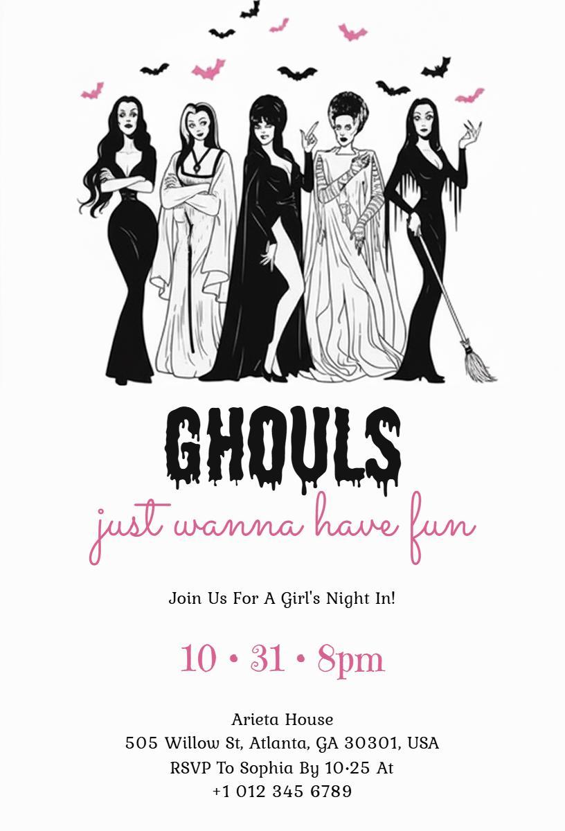 Ghoulish Girls Night Out Halloween Celebration Invitation Template