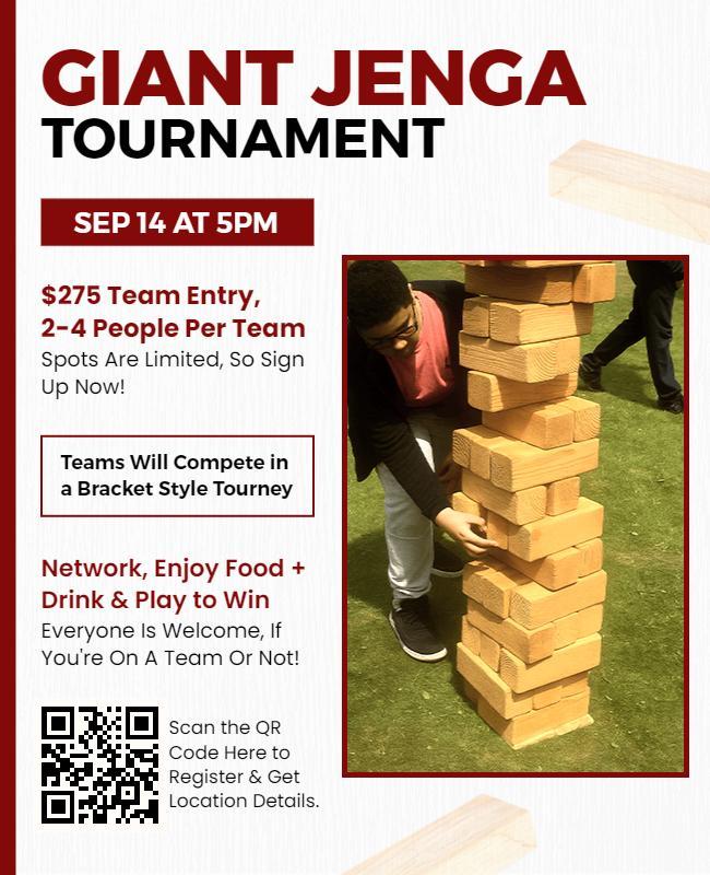 Giant Jenga Tournament Event Flyer Template