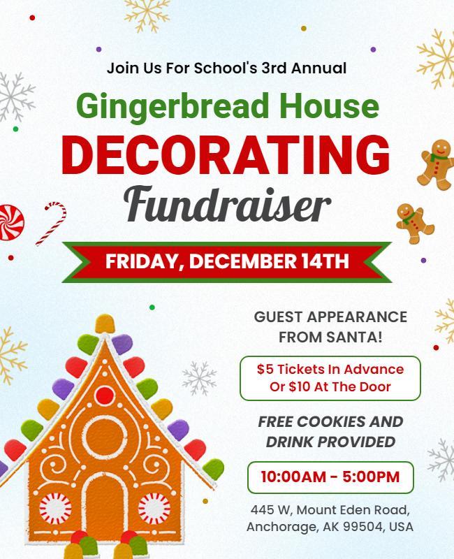 Gingerbread House Decorating Fundraiser Flyer Template