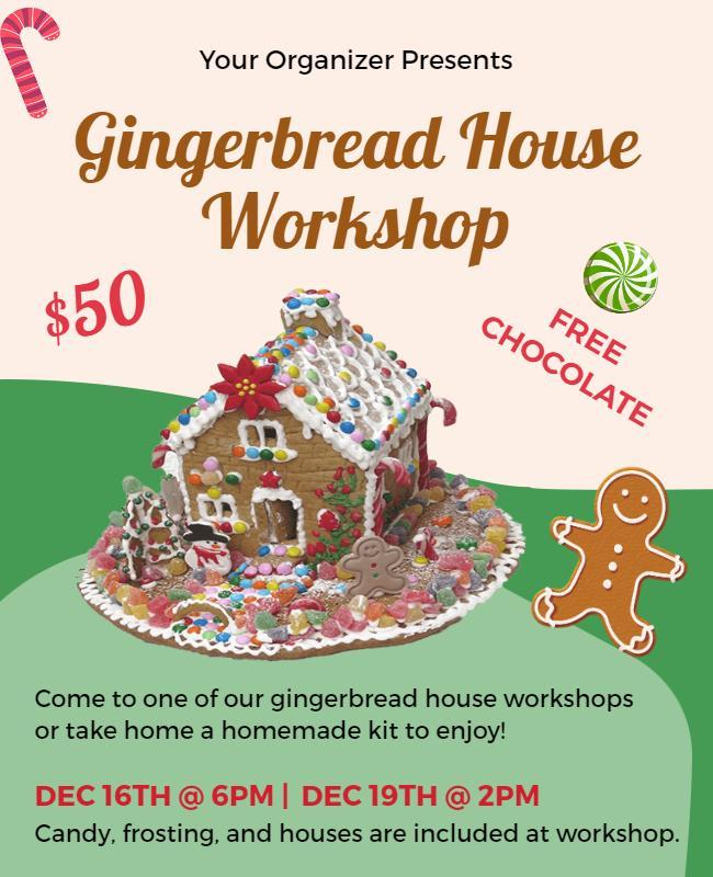 Gingerbread House Making Workshop Flyer Template