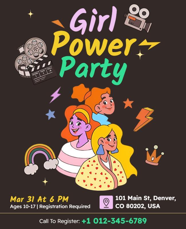 Girl Power Party Flyer Template
