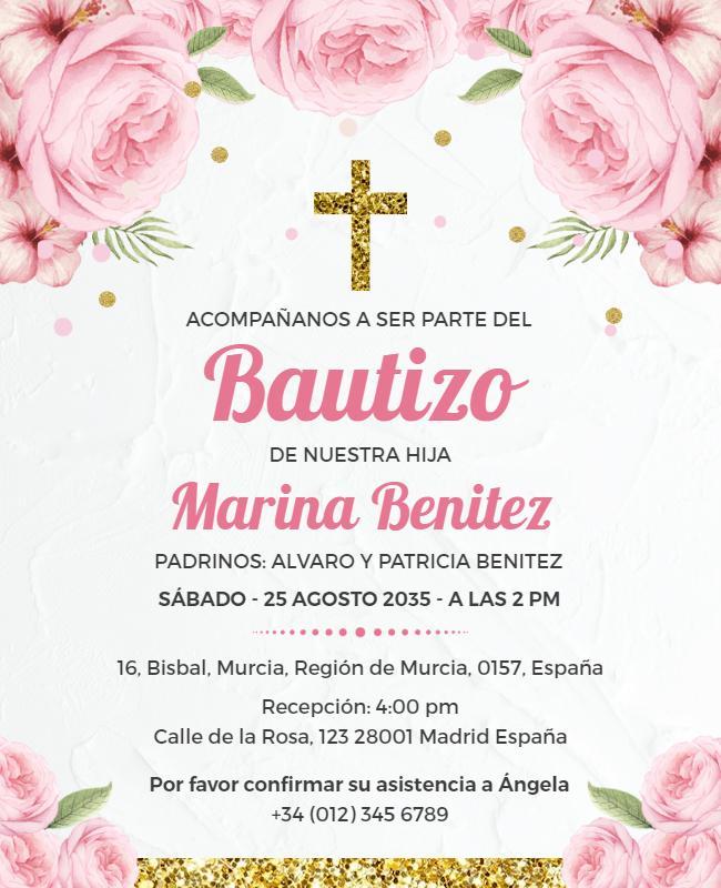 Girls Baptism Celebration Invitation Flyer Template