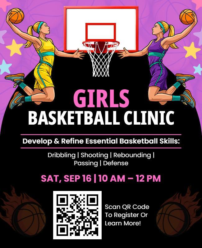 Girls Basketball Skills Clinic Flyer Template