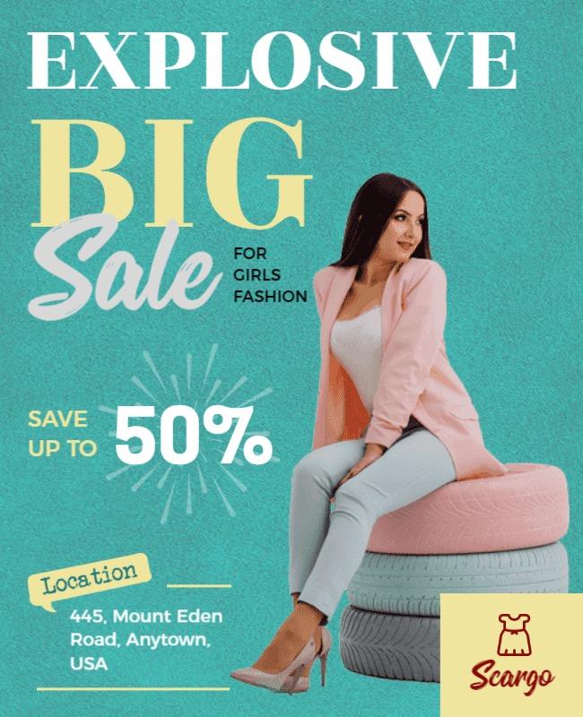 Girls Fashion Big Sale Promotional Flyer Template