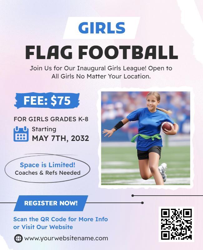 Girls Flag Football Sports Event Flyer Template