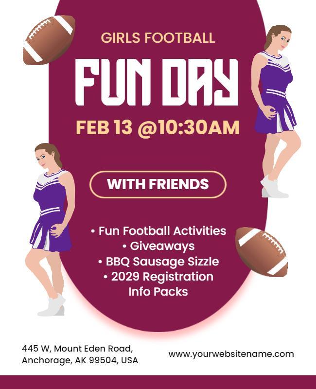 Girls Football Fun Day Event Flyer Template