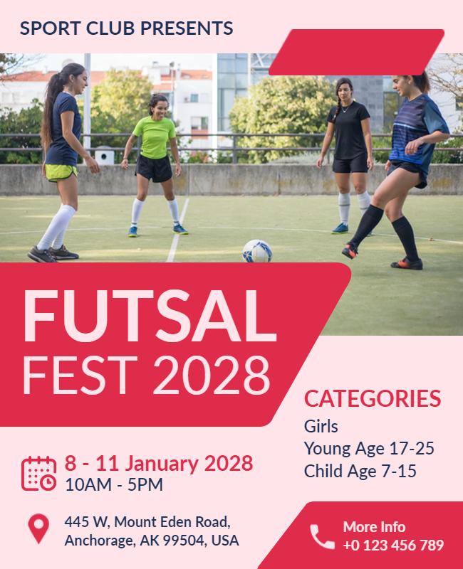 Girls Futsal Tournament Event Flyer Template