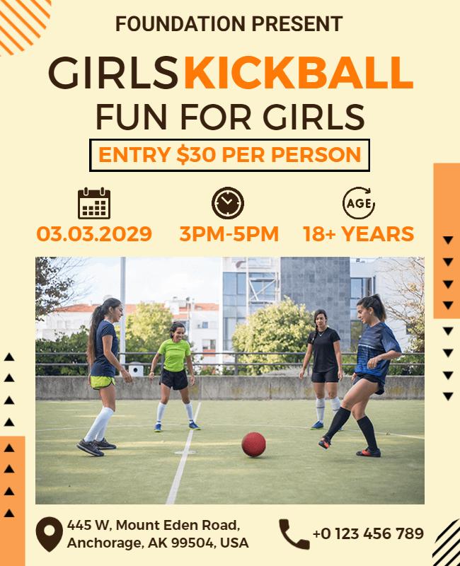 Girls Kickball Sports Event Flyer Template