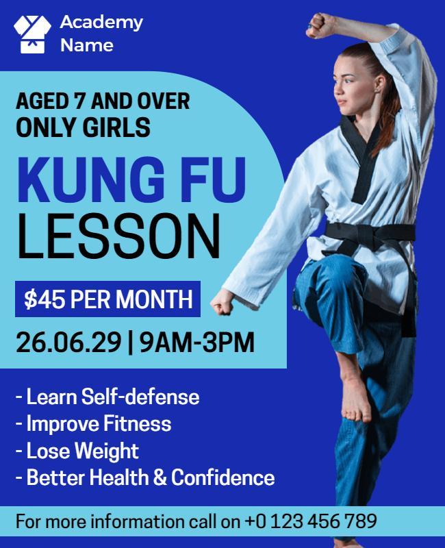 Girls Kung Fu Lesson Promotion Flyer Template