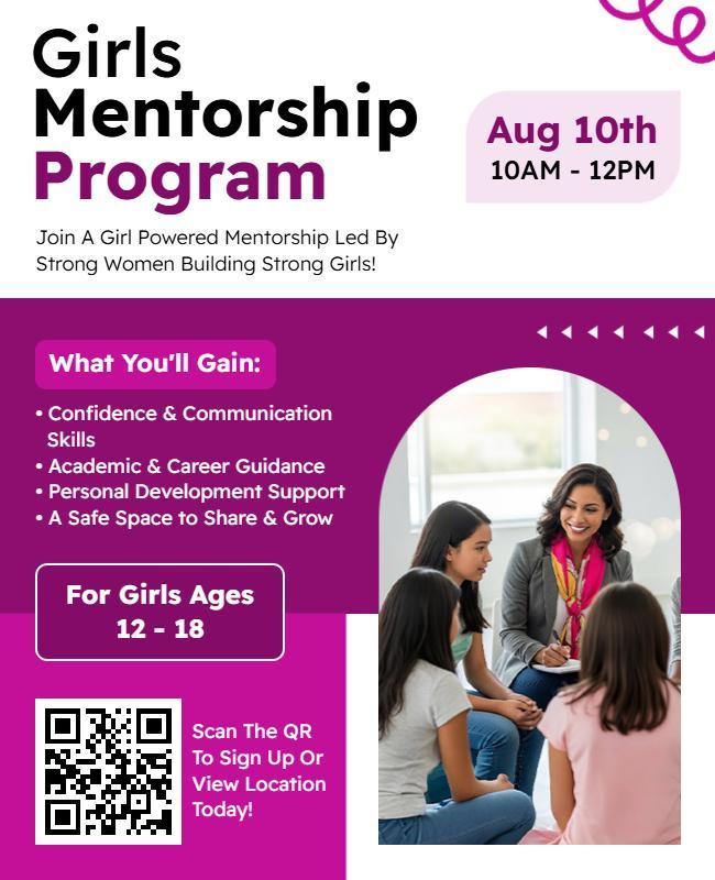 Girls Mentorship Program Event Flyer Template