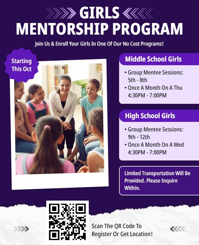 Girls Mentorship Program Invitation Flyer Template