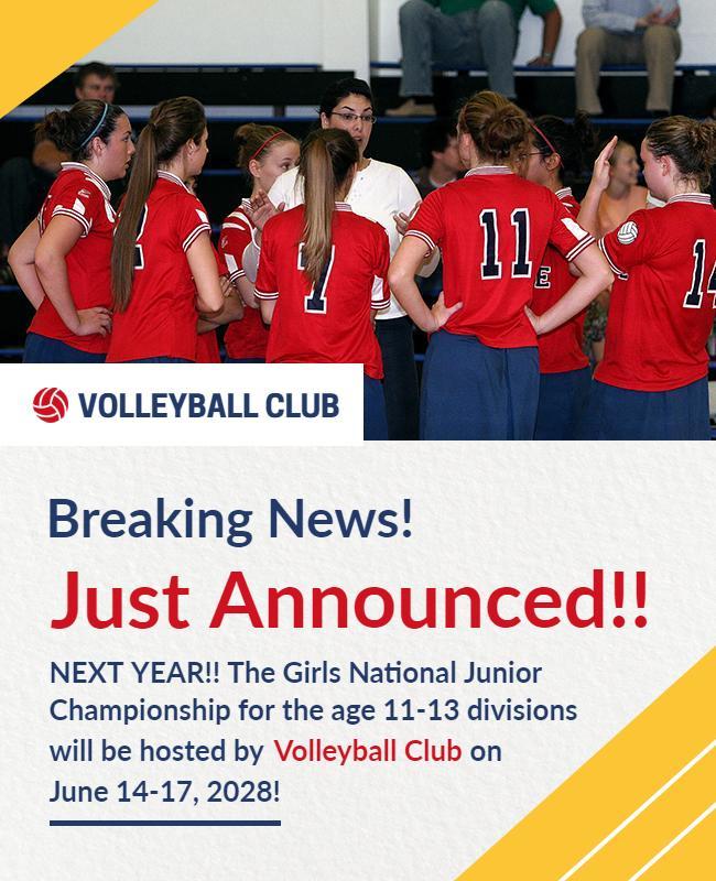 Girls National Junior Volleyball Championship Announcement Flyer Template