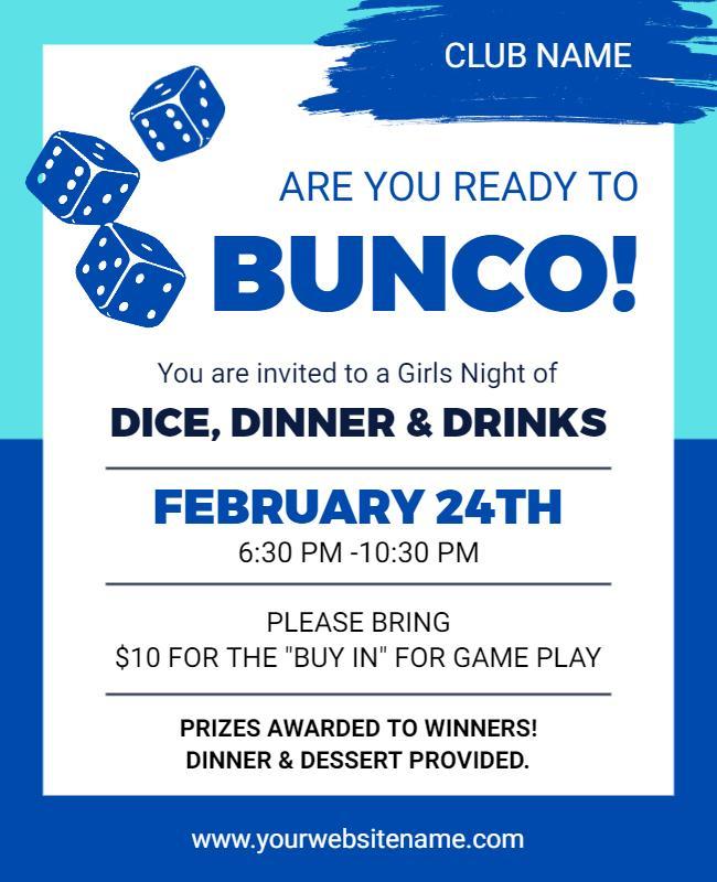 Girls Night Bunco Event Flyer Template