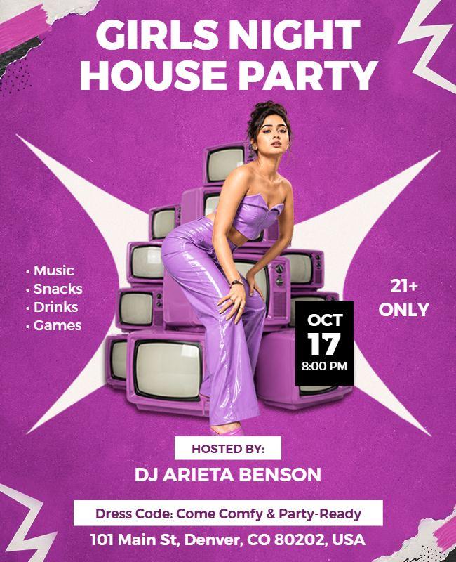 Girls Night House Party Event Flyer Template