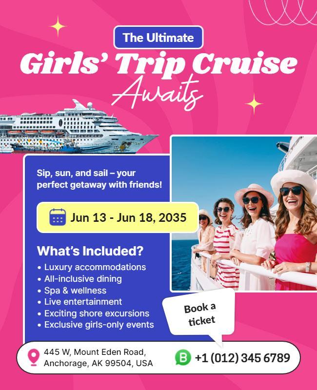 Girls Trip Cruise Vacation Flyer Template