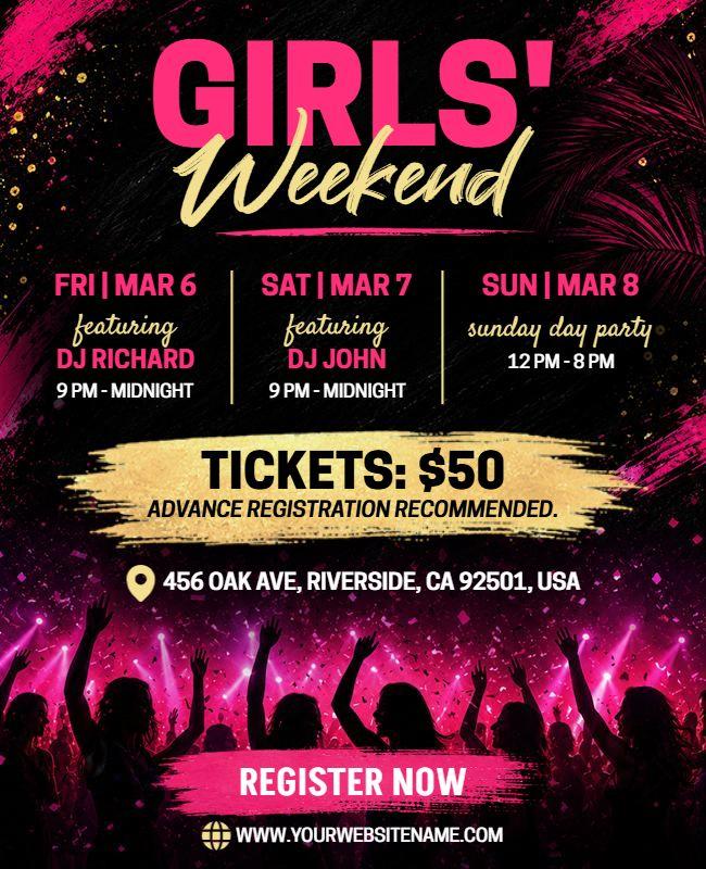 Girls' Weekend Party Event Flyer Template
