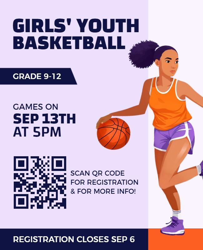 Girls Youth Basketball Event Flyer Template