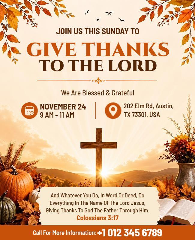 Give Thanks Worship Event Flyer Template