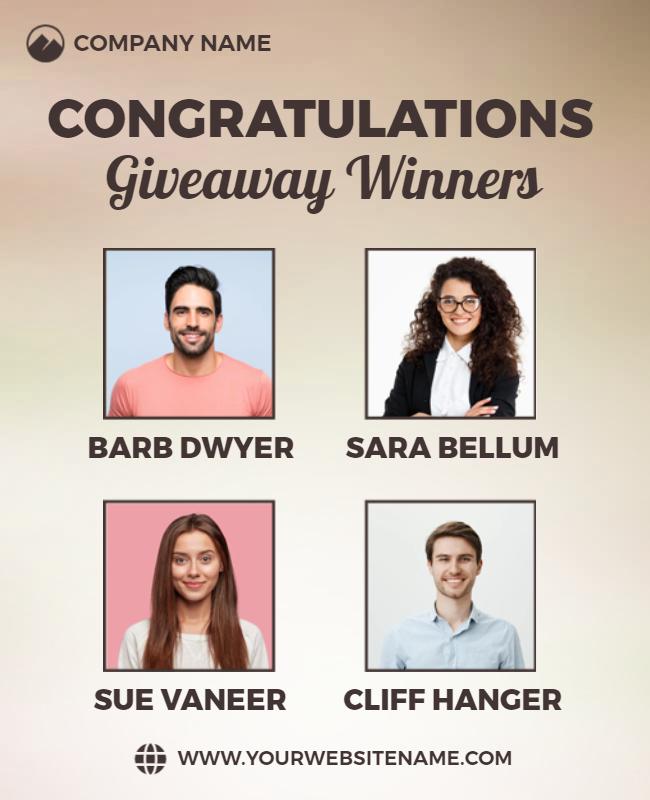 Giveaway Winners Announcement Flyer Template