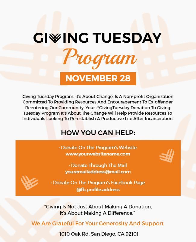 Giving Tuesday Charity Program Flyer Template