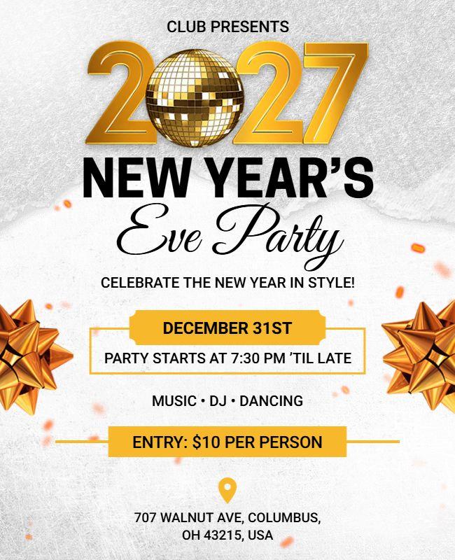 Glamorous 2027 New Year's Eve Club Flyer Template