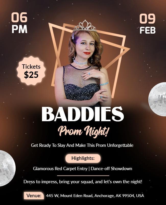 Glamorous Baddies Prom Night Event Flyer Template