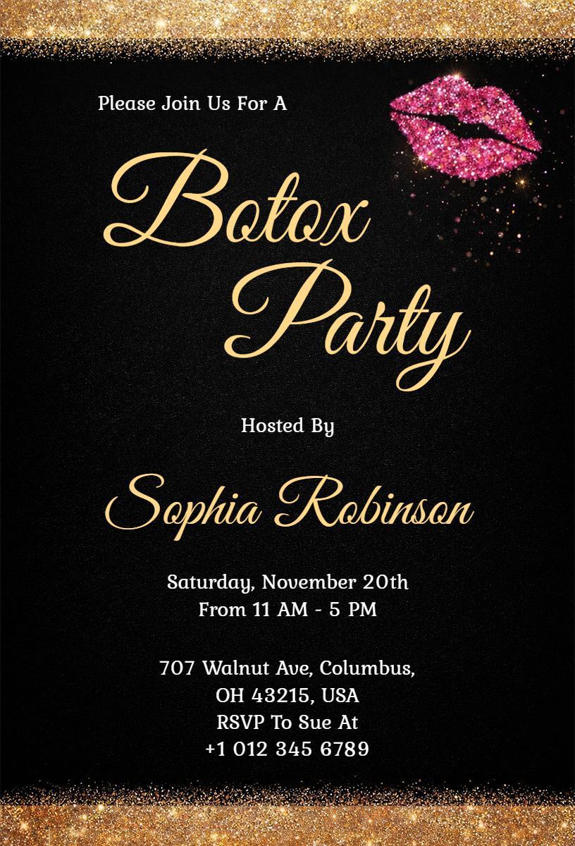 Glamorous Botox Beauty Self-Care Party Invitation Template