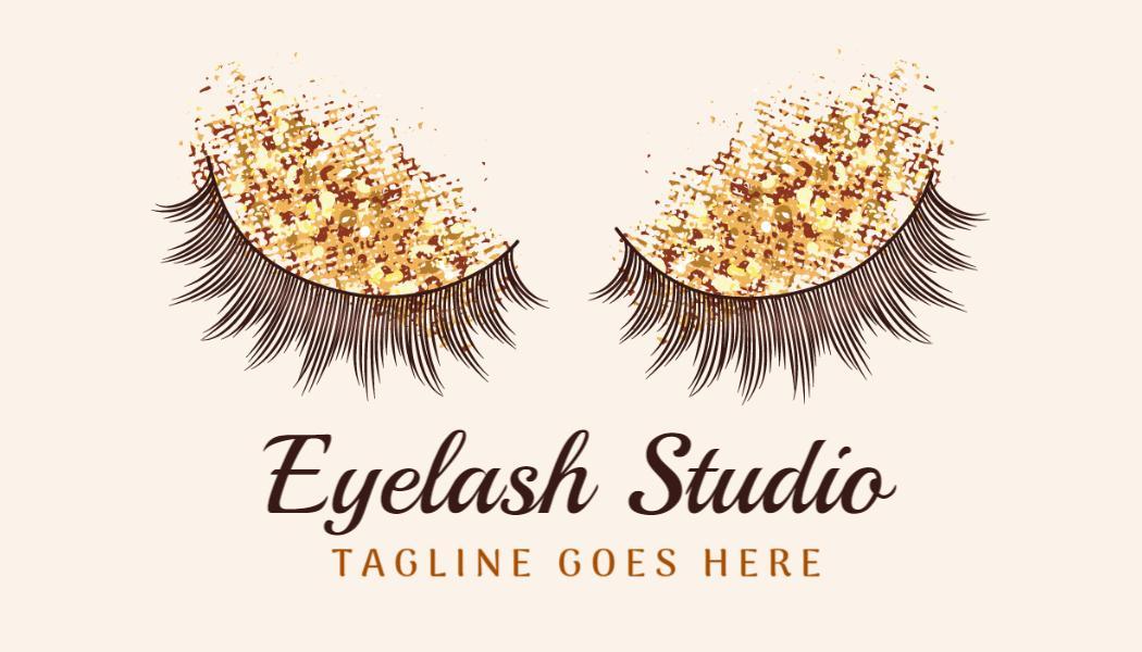 Glamorous Gold Eyelash Design for Beauty Studio Business Card Template