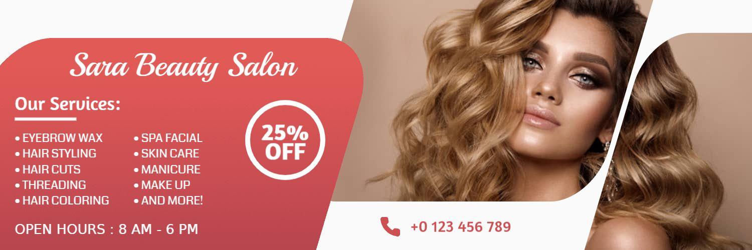 Glamorous Hair and Beauty Services in Warm Red Salon Banner Template