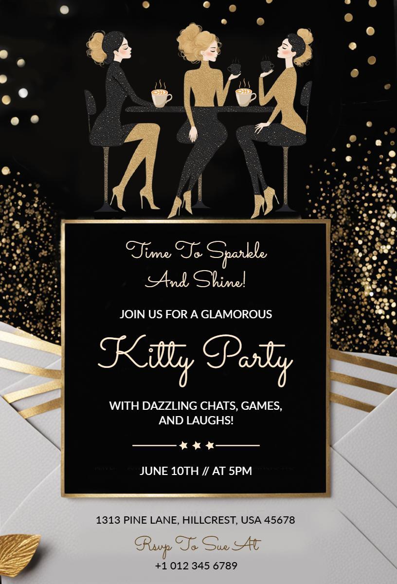 Glamorous Kitty Party Chic Gathering Invitation Template