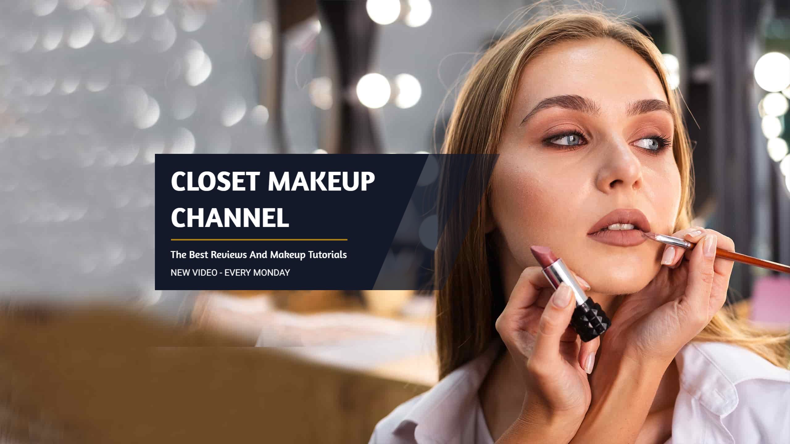 Glamorous Makeup Tutorial Showcased on a YouTube Banner Template