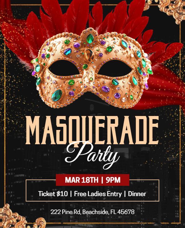 Glamorous Masquerade Party Event Flyer Template