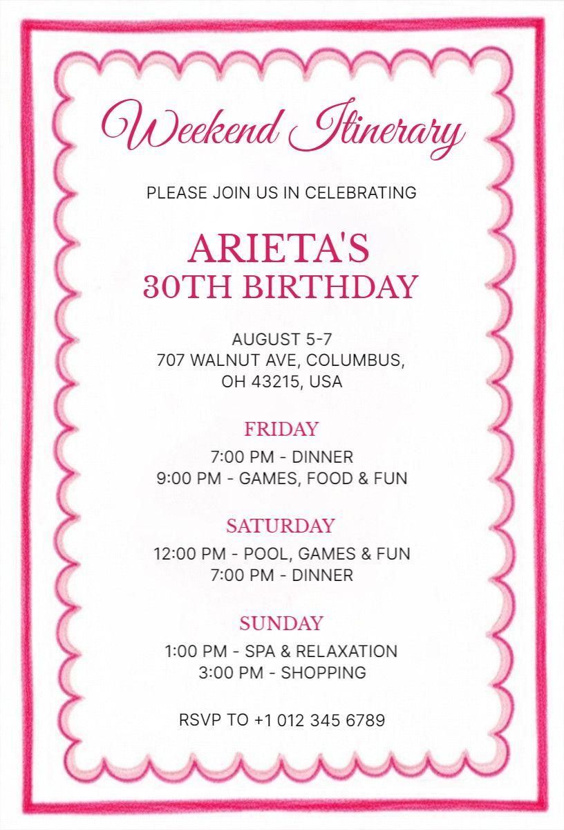 Glamorous Pink 30th Birthday Celebration Invitation Template