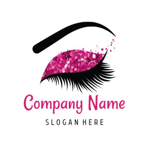 Glamorous Pink Glittery Eyelash Design for Beauty Logo Template