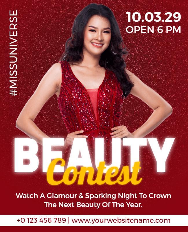 Glamorous Red Beauty Contest Evening Celebration Poster Template
