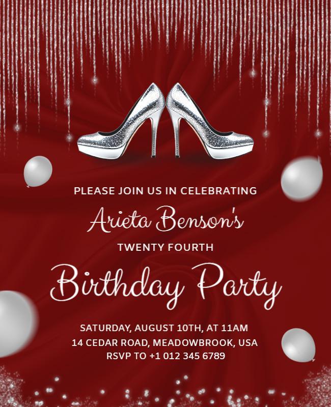 Glamorous Red Birthday Celebration Flyer Template