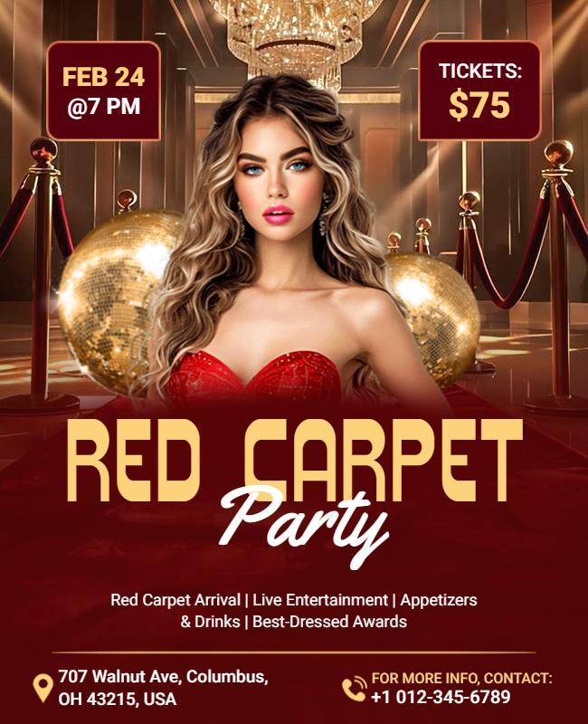 Glamorous Red Carpet Party Celebration Poster Template