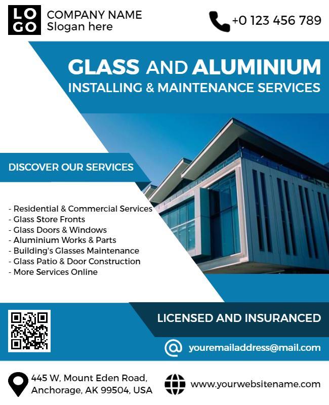 Glass and Aluminium Services Promotional Flyer Template