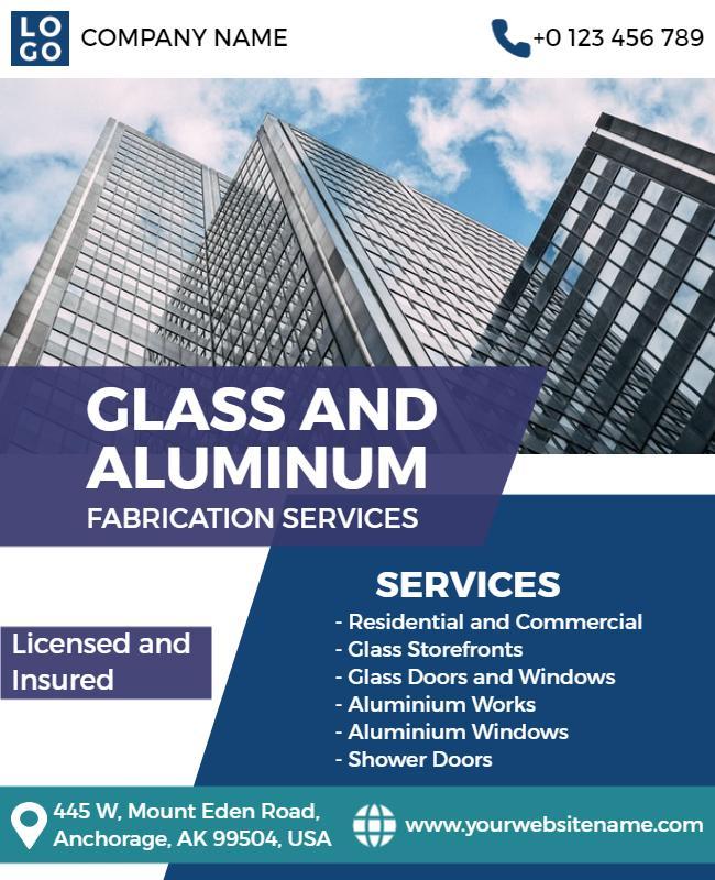 Glass and Aluminum Fabrication Services Flyer Template