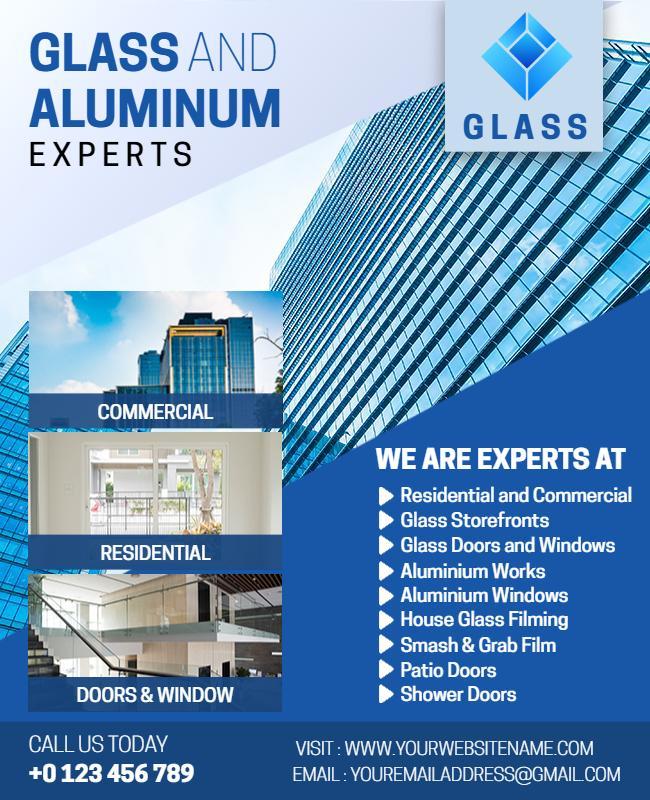 Glass and Aluminum Services Promotional Flyer Template