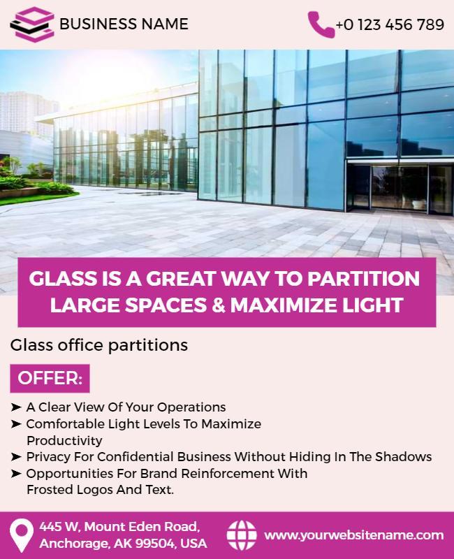 Glass Office Partition Services Flyer Template