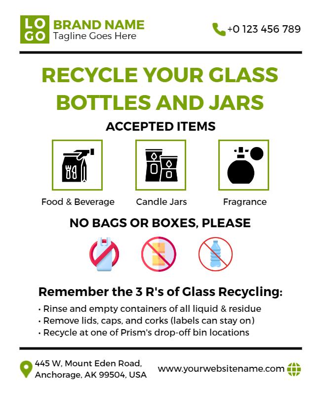 Glass Recycling Program Awareness Flyer Template