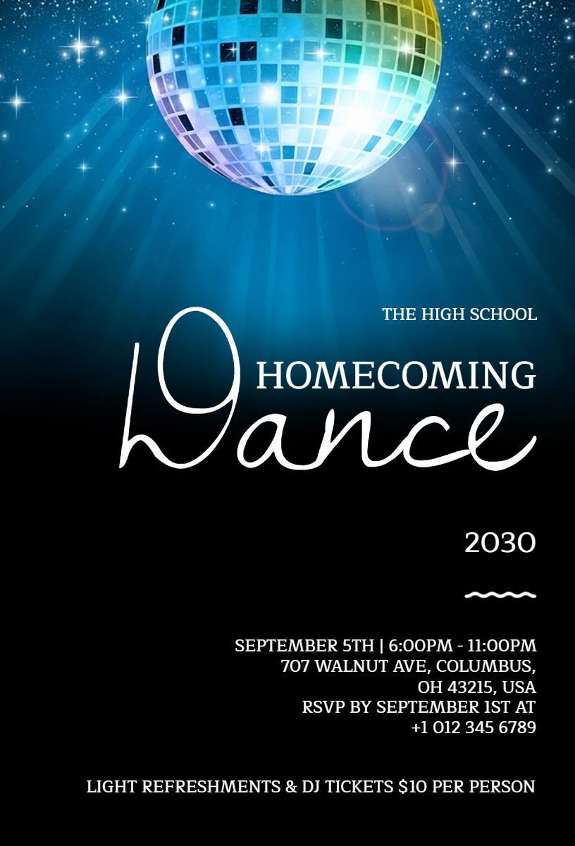 Glistening Homecoming Dance Party Celebration Invitation Template