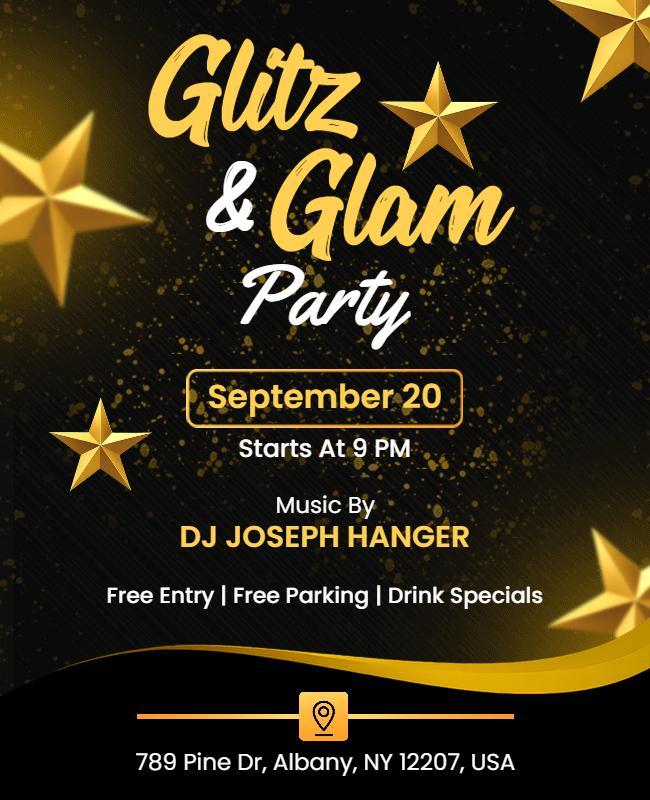 Glitz and Glam Night Party Flyer Template
