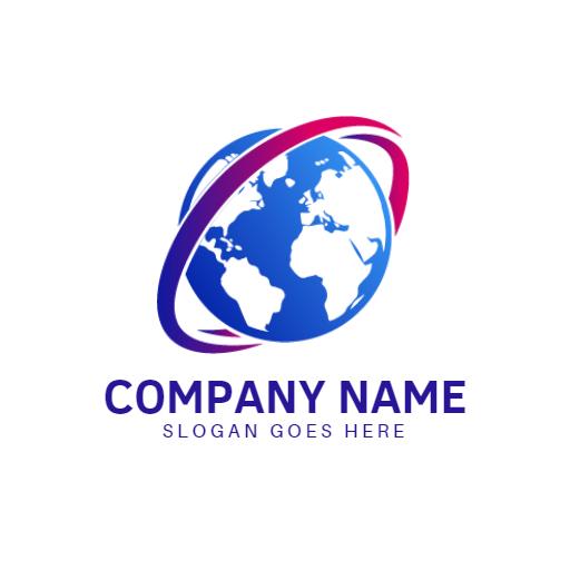 Global Blue and Purple Network Design Connecting People Logo Template