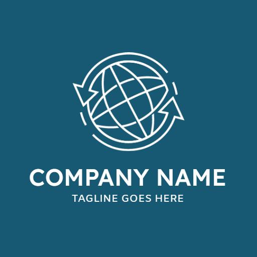 Global Connectivity Illustrated in Simple Outline Logo Template