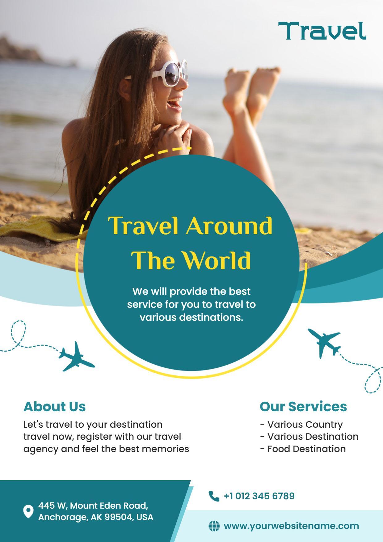 Global Travel Services Promotion A4 Flyer Template